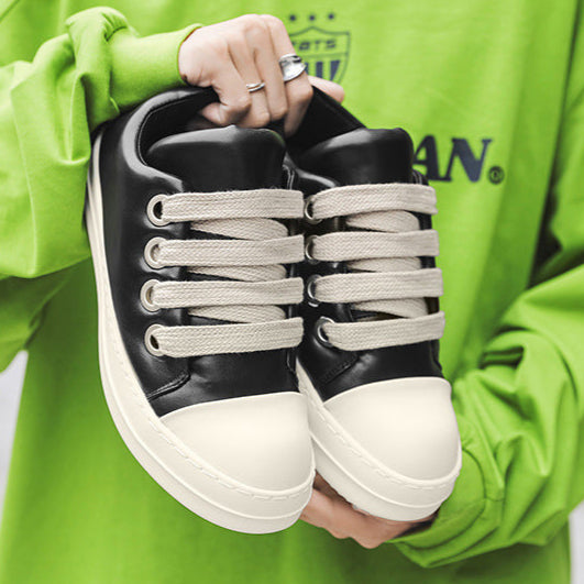 Chunky platform gothic shoes black faux leather punk sneakers grunge trainers hip-hop 00s style