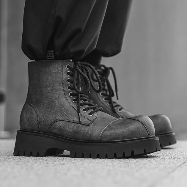 Acid wash platform boots grey rocker shoes big sole grunge trainers 90s style