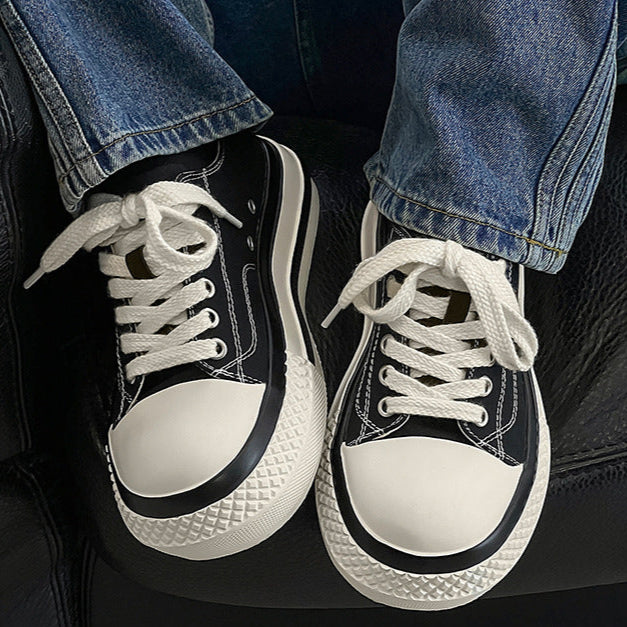 Platform canvas sneakers white chunky sole skater shoes grunge punk trainers