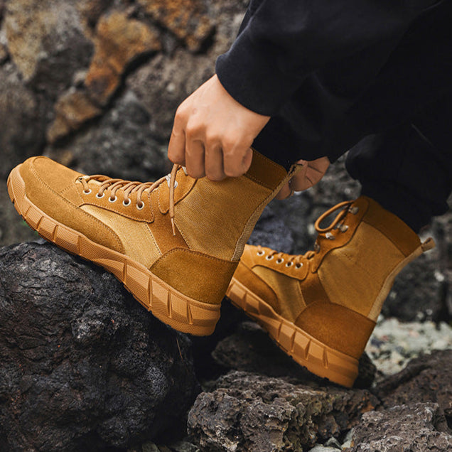 Hiking style boots beige mountain climbing grunge retro skiing shoes