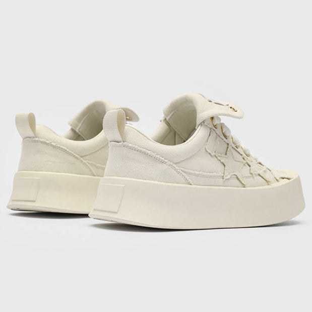 Star patchwork denim sneakers black denim shoes chunky sole hip-hop trainers 00s style