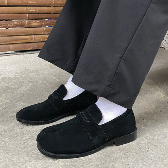 Suede Tabi shoes brown smart style split toe loafers going out coctail party boots