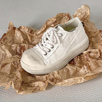 Denim sneakers blue round toe chunky skater shoes grunge platform trainers