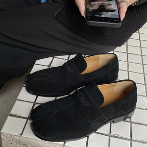 Suede Tabi shoes brown smart style split toe loafers going out coctail party boots