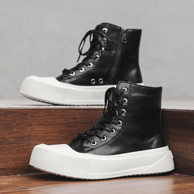 Chunky platform high tops black white raver sneakers grunge shoes skater trainers 00s style