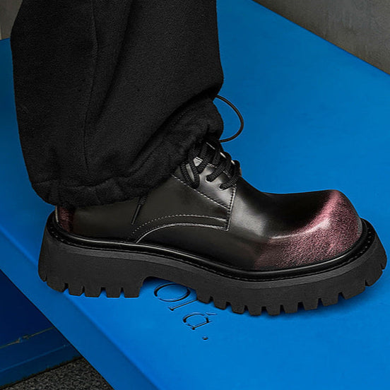 Gradient Derby shoes black chunky sole brogues faux leather catwalk shoes grunge fashion boots