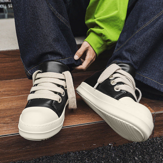 Chunky platform gothic shoes black faux leather punk sneakers grunge trainers hip-hop 00s style