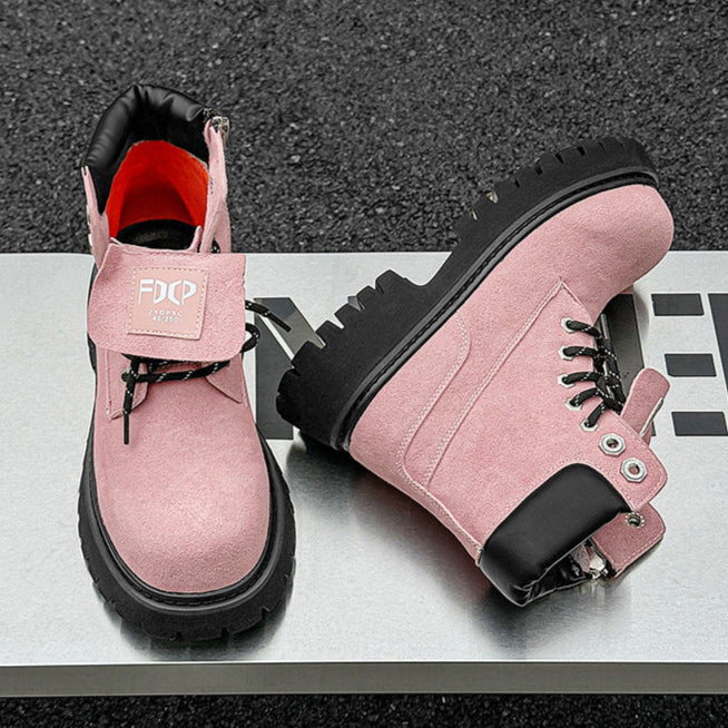 Grunge work boots blue suede feel hiking shoes catwalk mountain trainers