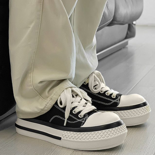 Platform canvas sneakers white chunky sole skater shoes grunge punk trainers