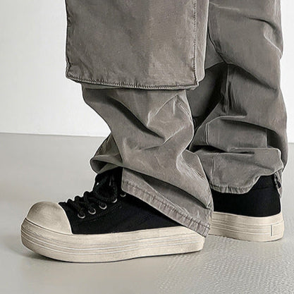 Denim sneakers off white round toe chunky skater shoes grunge platform trainers