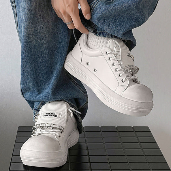 Chunky sole studded sneakers white 90s style grunge platform trainers old school punk shoes (Copy)