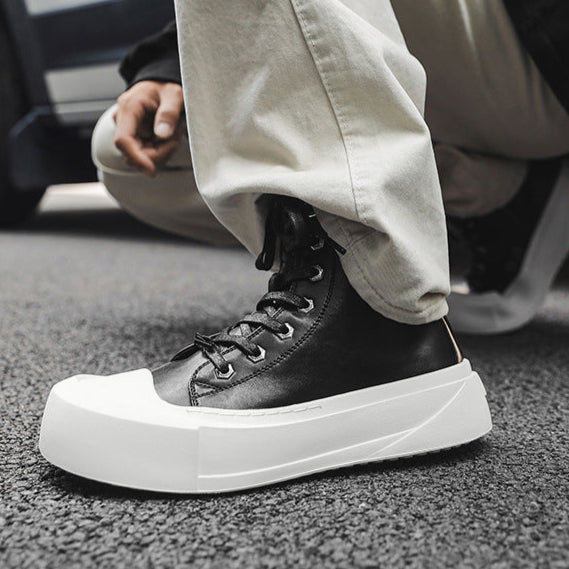 Chunky platform high tops black white raver sneakers grunge shoes skater trainers 00s style