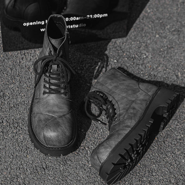 Acid wash platform boots grey rocker shoes big sole grunge trainers 90s style