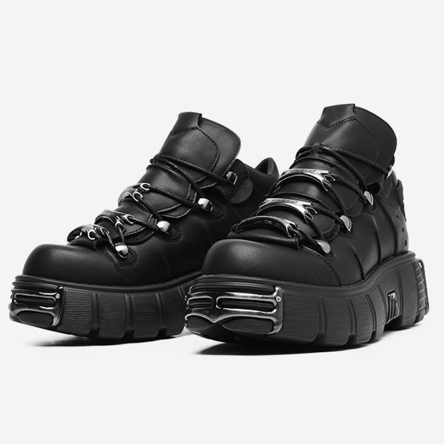 Extreme platform cyberpunk boots black faux leather Gothic style shoes grunge punk rocker trainers 90s style