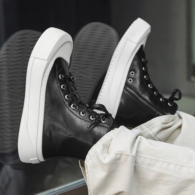 Chunky platform high tops black white raver sneakers grunge shoes skater trainers 00s style