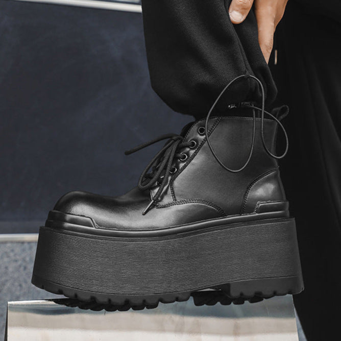 Extreme platform boots black lace up Goth style shoes faux leather grunge punk rocker trainers 90s style
