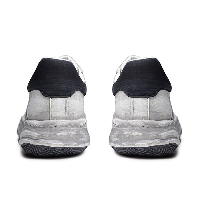 Oil wash melted platform sneakers black round toe chunky skater shoes grunge rapper trainers