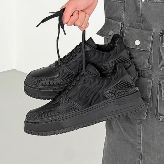 Dragon sneakers white 3D printed Japanese trainers chunky sole skater shoes