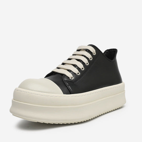 Chunky platform high tops black faux leather punk sneakers grunge shoes hip-hop trainers 00s style