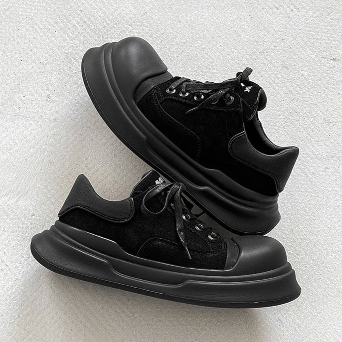 Chunky platform high tops black punk sneakers grunge shoes hip-hop trainers 00s style