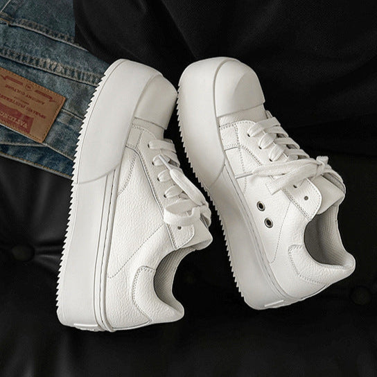 Chunky platform high tops white faux leather sneakers grunge shoes hip-hop trainers 00s style