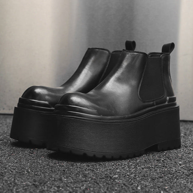 Extreme platform slip on boots black tractor Goth style shoes faux leather grunge punk rocker trainers 90s style