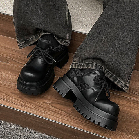 Extreme platform Derby boots black chunky sole punk rocker platform shoes grunge trainers