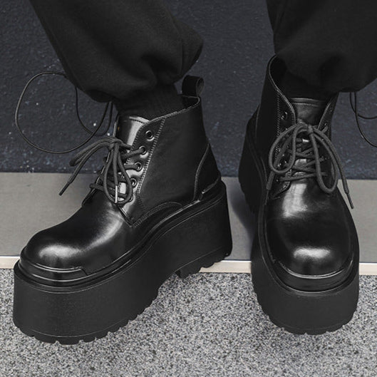 Extreme platform boots black lace up Goth style shoes faux leather grunge punk rocker trainers 90s style