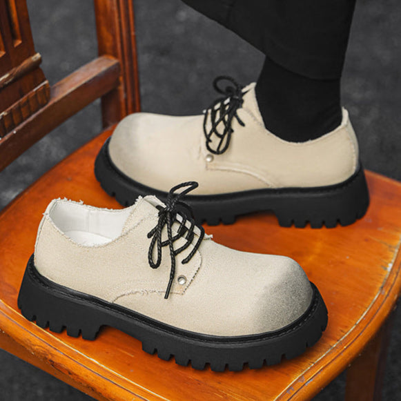 Denim Derby shoes off white round toe denim boots grunge tractor sole casual trainers platform sneakers