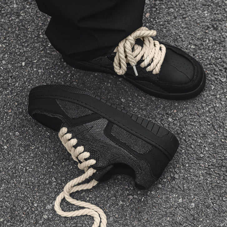 Snake skin patch high tops black denim sneakers grunge shoes hip-hop trainers 00s style