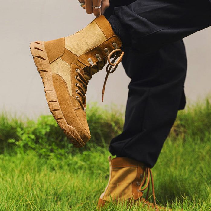 Hiking style boots beige mountain climbing grunge retro skiing shoes