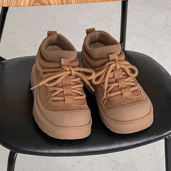 Edgy platform winter boots brown mountain trainers grunge retro skiing shoes