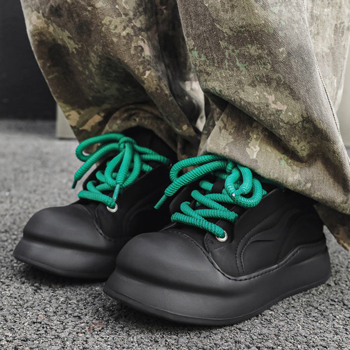 Chunky platform high tops black raver sneakers grunge shoes hip-hop trainers 00s style