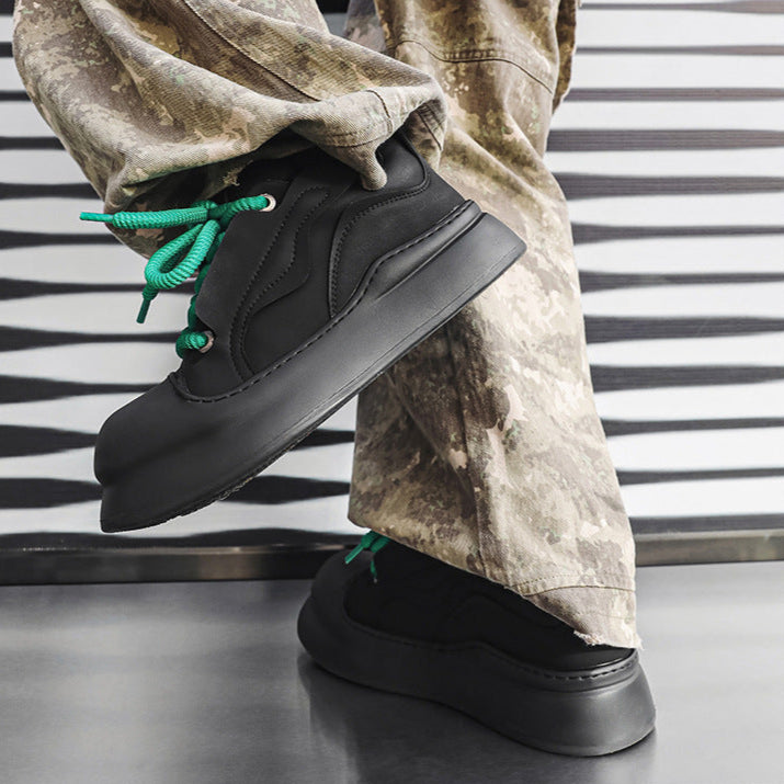 Chunky platform high tops black raver sneakers grunge shoes hip-hop trainers 00s style