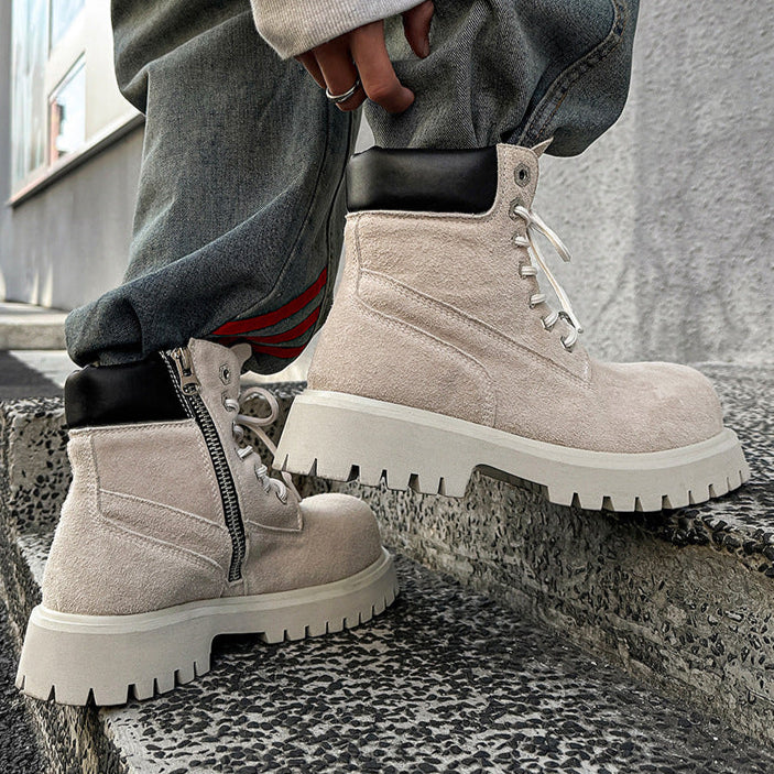 Grunge work boots burgundy suede hiking shoes mountain trainers