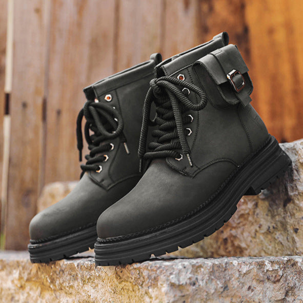 Grunge work boots grey wallet attachment catwalk hiking shoe mountain trainers