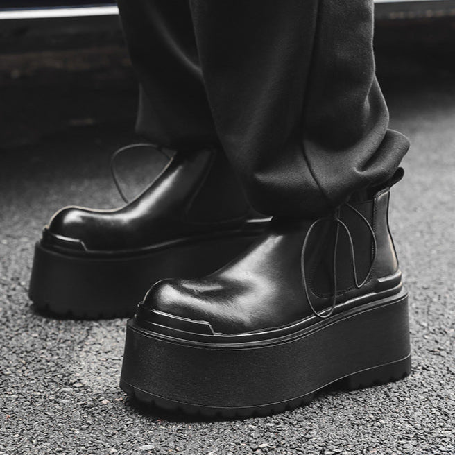 Extreme platform slip on boots black tractor Goth style shoes faux leather grunge punk rocker trainers 90s style