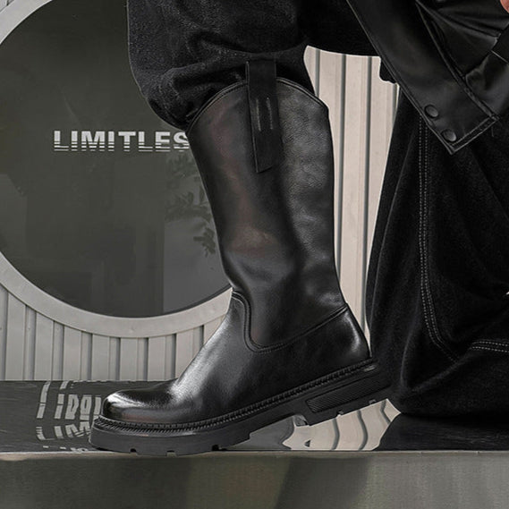 Retro hunter boots black low sole mountain shoes 00s grunge catwalk style faux leather