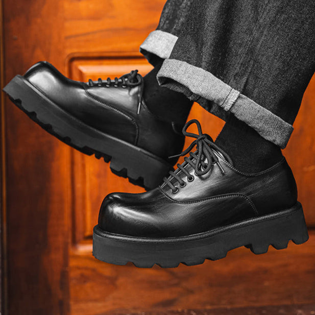 Chunky sole Derby shoes black grunge platform classic smart retro boots