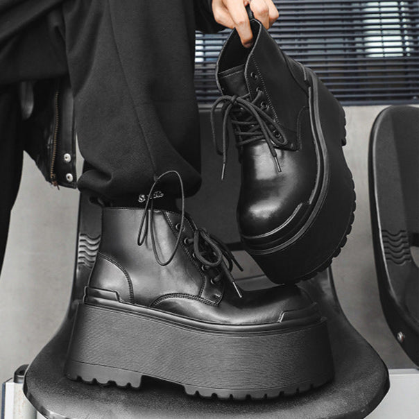 Extreme platform boots black lace up Goth style shoes faux leather grunge punk rocker trainers 90s style