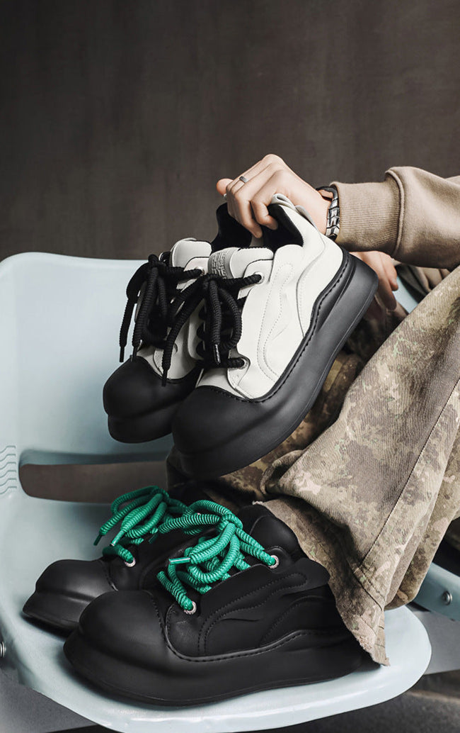 Chunky platform high tops black raver sneakers grunge shoes hip-hop trainers 00s style