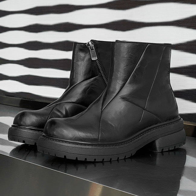 Distressed ankle boots black grunge punk rocker shoes 90s catwalk style