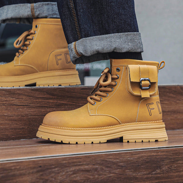 Grunge work boots grey wallet attachment catwalk hiking shoe mountain trainers