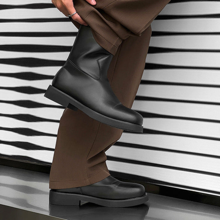 Square toe retro ankle boots black low sole mountain shoes 00s grunge style