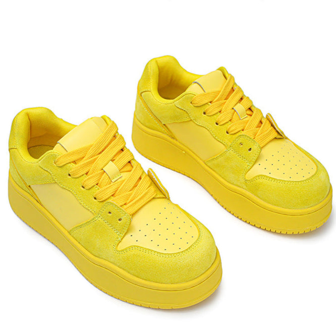 Chunky platform high tops yellow rave sneakers grunge shoes hip-hop trainers 00s style