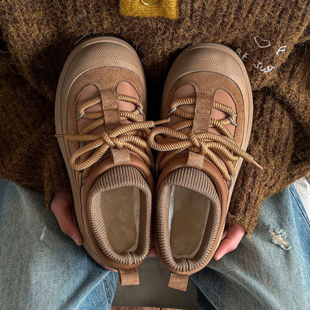 Edgy platform winter boots brown mountain trainers grunge retro skiing shoes