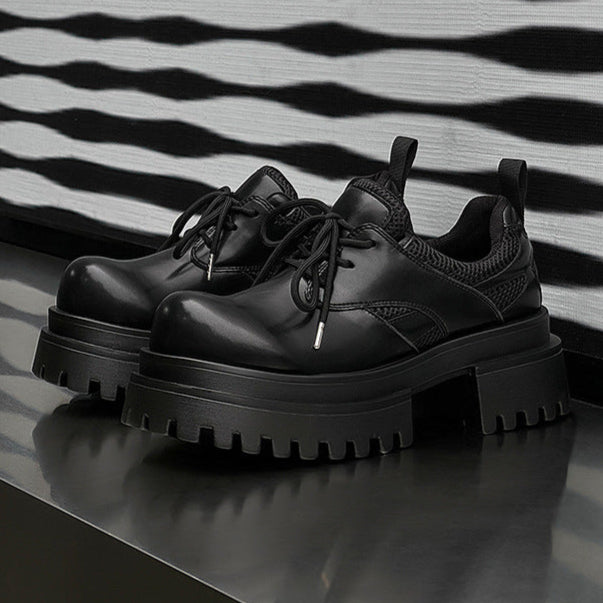 Extreme platform Derby boots black chunky sole punk rocker platform shoes grunge trainers