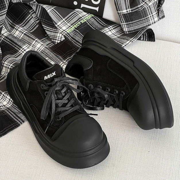 Chunky platform high tops black punk sneakers grunge shoes hip-hop trainers 00s style