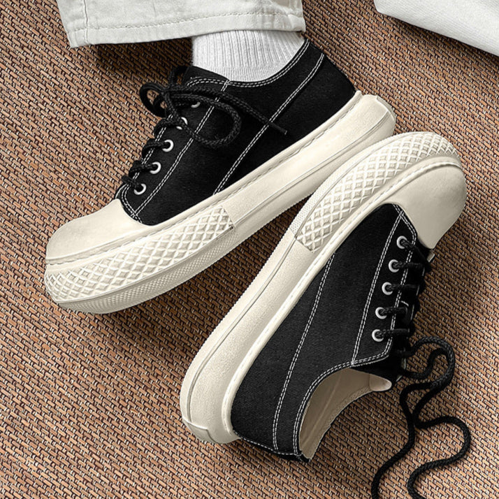 Chunky denim sneakers black grunge platform classic trainers jean skater shoes retro canvas shoes