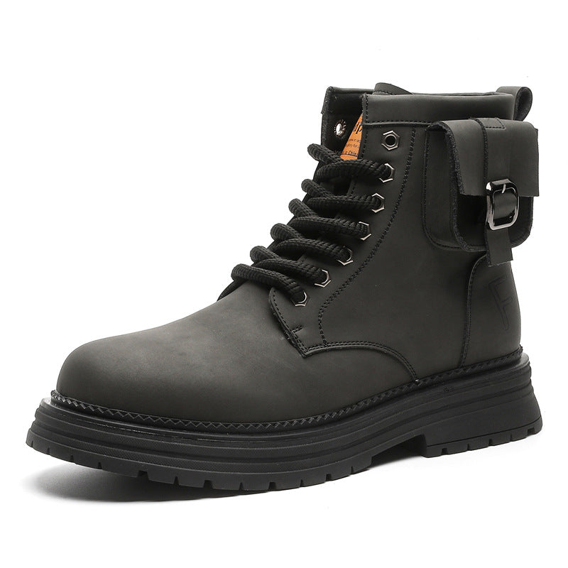 Grunge work boots grey wallet attachment catwalk hiking shoe mountain trainers